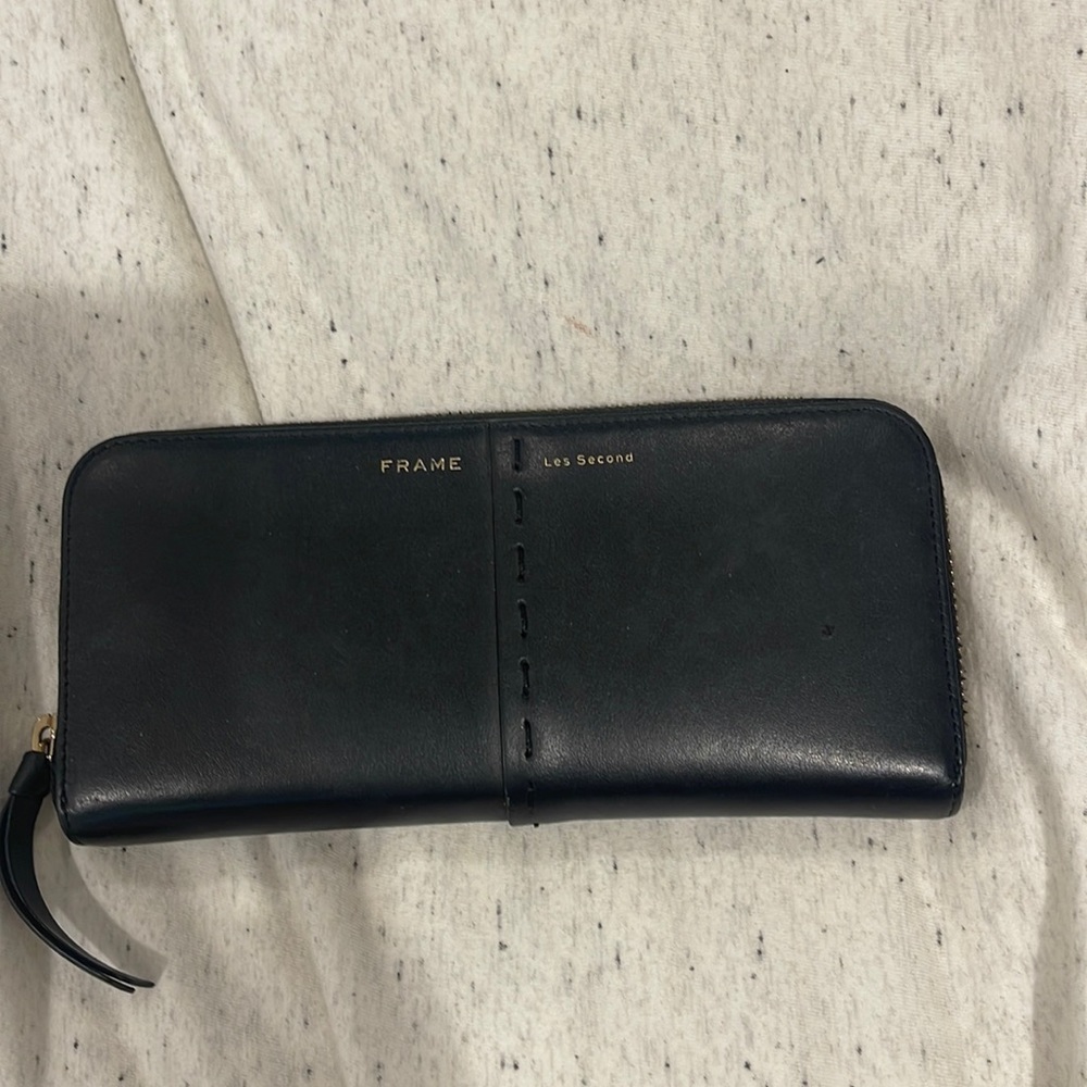 Frame black leather wallet